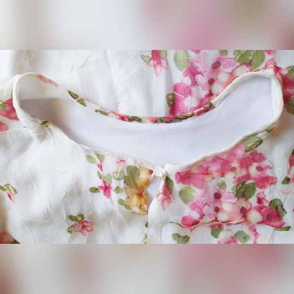 WOMEN'S PLUS SIZE 22 WHITE FLORAL DRESS SHEER SHELL FULLY LINED SLEVLES EN FOCUS - Picture 5 of 12